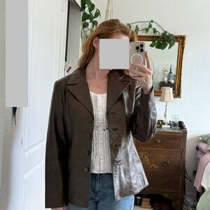 Wilsons Leather Brown Leather Jacket Blazer Womens Sz Medium Chocolate